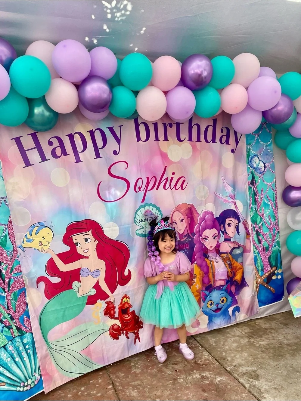 Happy Birthday Backdrops Personalized Sophia, little mermaid, kpop